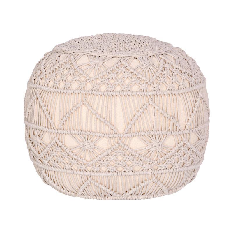Πούφ - Σκαμπό Μακραμέ FL667 Fylliana Φυσικό χρώμα 45x45x40εκ