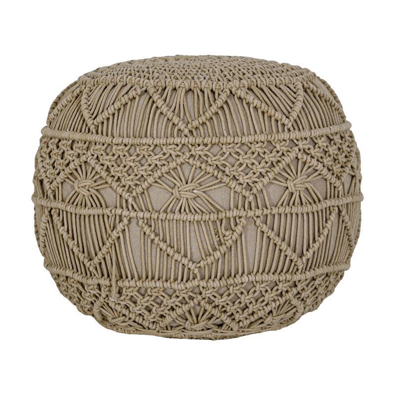 Πούφ - Σκαμπό Μακραμέ FL669 Fylliana Μπέζ χρώμα 45x45x40εκ