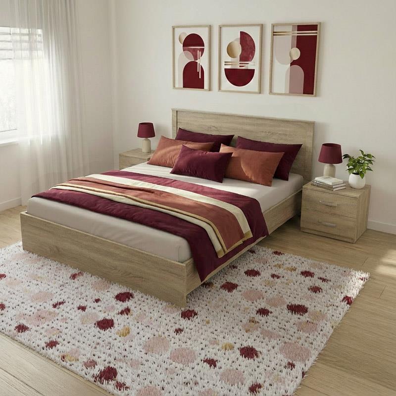 Σετ Κρεβατοκάμαρας 3τεμ Athos Sonoma με Κρεβάτι 160x200εκ