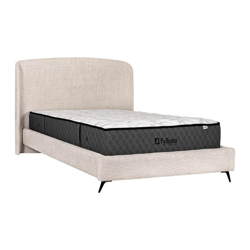 Επενδυμένο Κρεβάτι Bavaria Fylliana Διπλό Μπέζ χρώμα 160x200εκ.