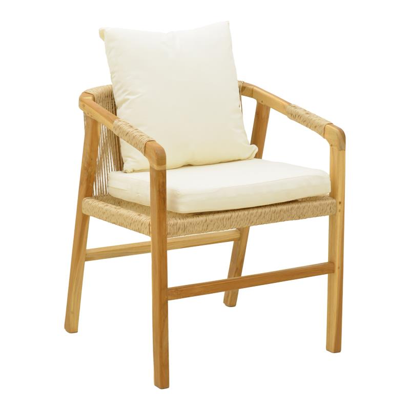 Καρέκλα Πολυθρόνα Cuerda σκελετός teak ξύλο με pe σχοινί σε φυσική απόχρωση 55x60x80εκ