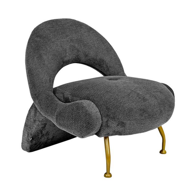 Πολυθρόνα FL6654 Fylliana Ανθρακί Ύφασμα - Χρυσά Μεταλλικά πόδια 80x86x81εκ