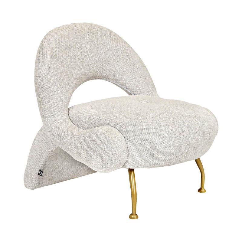 Πολυθρόνα FL6654 Fylliana Off-white Ύφασμα - Χρυσά Μεταλλικά πόδια 80x86x81εκ
