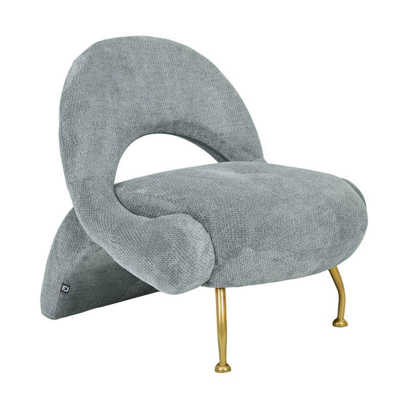 Πολυθρόνα FL6654 Fylliana Πετρόλ Ύφασμα - Χρυσά Μεταλλικά πόδια 80x86x81εκ