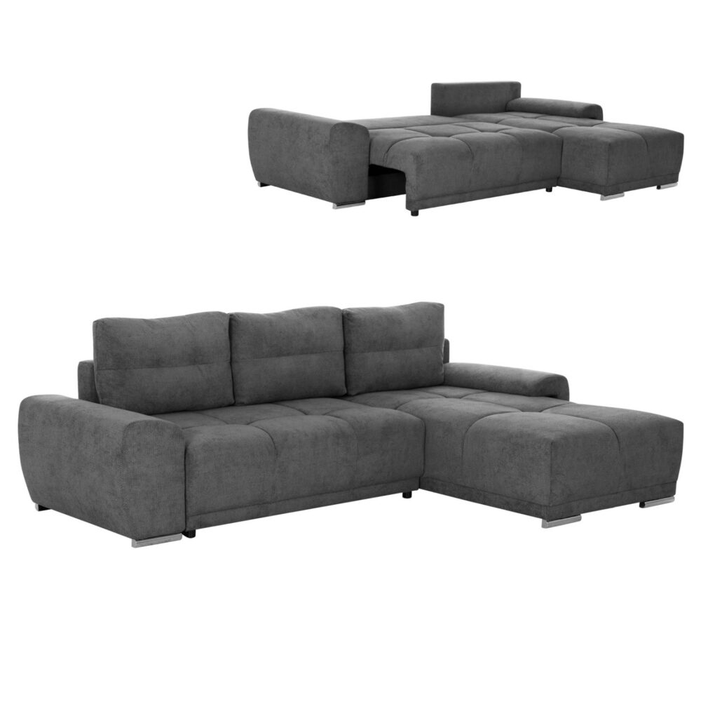 Γωνιακός Καναπές - Κρεβάτι COMFYRA Δεξιά Γωνία με Γκρί Ύφασμα 270x181x75Υεκ