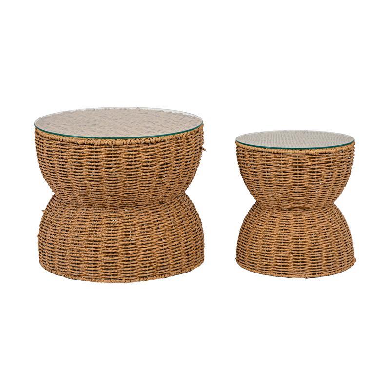 Σετ Τραπεζάκια Σαλονιού 2τεμ. FL004 Fylliana Ψάθινα Καφέ - Μπεζ χρώμα Σετ Τραπεζάκια Σαλονιού 2τεμ. FL004 Fylliana Ψάθινα Καφέ - Μπεζ χρώμα