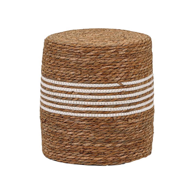 Σκαμπό Ψάθινο FL019 Fylliana Φυσικό - Λευκό χρώμα 33x35εκ