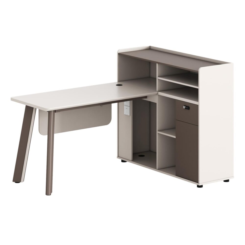 Γραφείο Γωνιακό C18275R NEWLINE Δεξιά γωνία Μελαμίνη Εκρού - Πόδια Αλουμινίου 160x120x105Υεκ