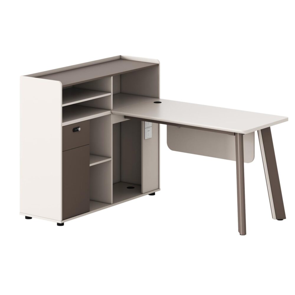 Γραφείο Γωνιακό C18275L NEWLINE Αριστερή γωνία Μελαμίνη Εκρού - Πόδια Αλουμινίου 160x120x105Υεκ.