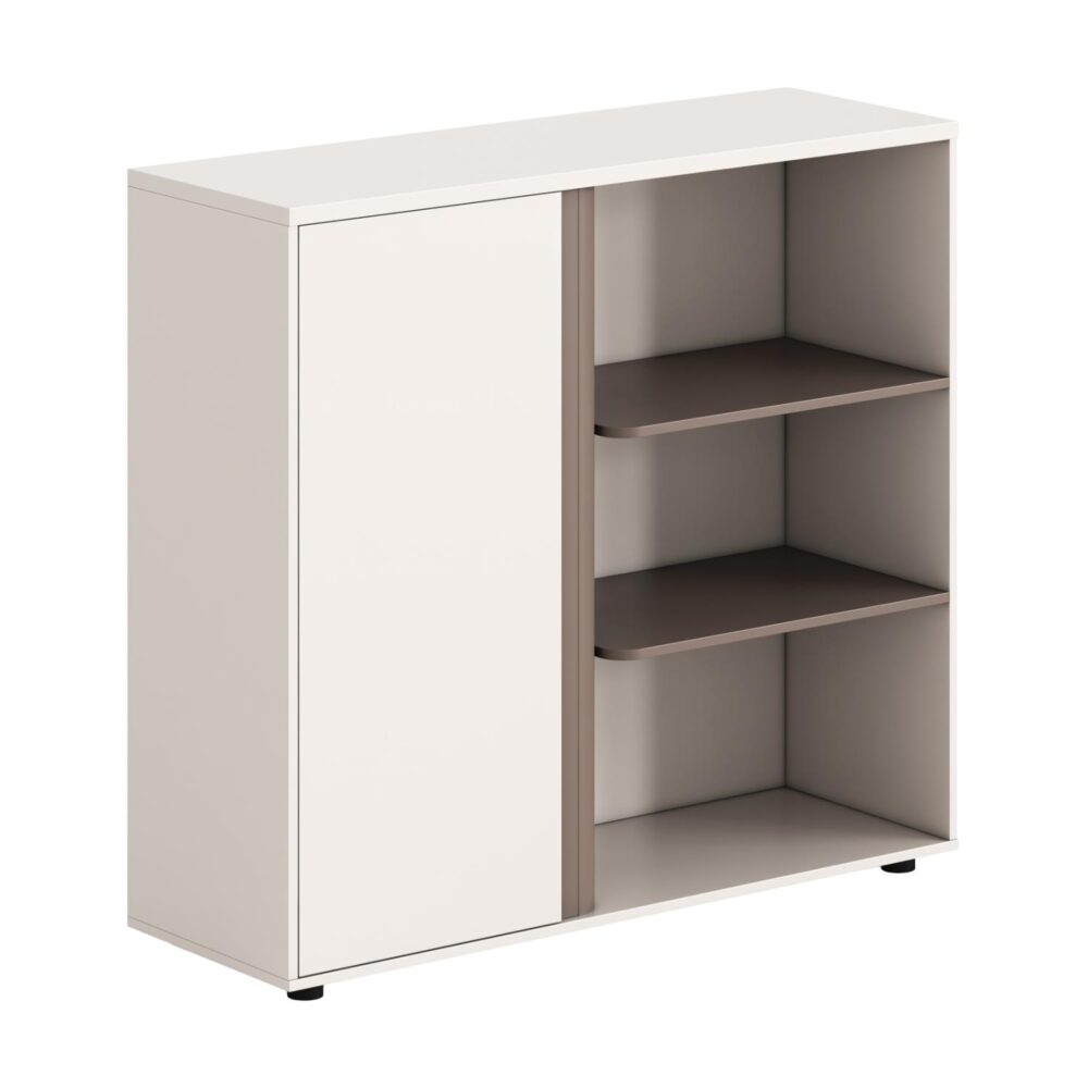 Ντουλάπι Βιβλιοθήκη C18282 Σειρά NEWLINE Μελαμίνη Λευκό - Ανοιχτό Καφέ χρώμα 120x40x110Υεκ.