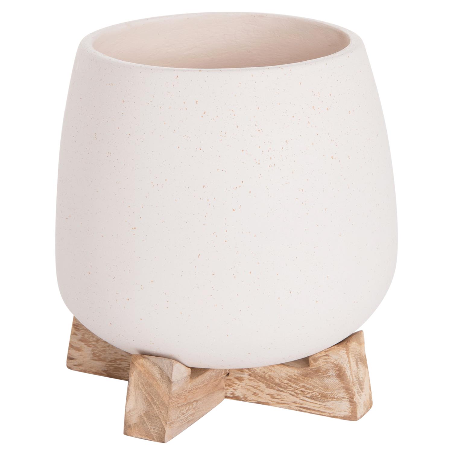 Γλάστρα Εσωτερικού χώρου FRELLO C4674.02S Λευκό Fiber Cement - Teak Βάση 14,5x14,5x16Υεκ.