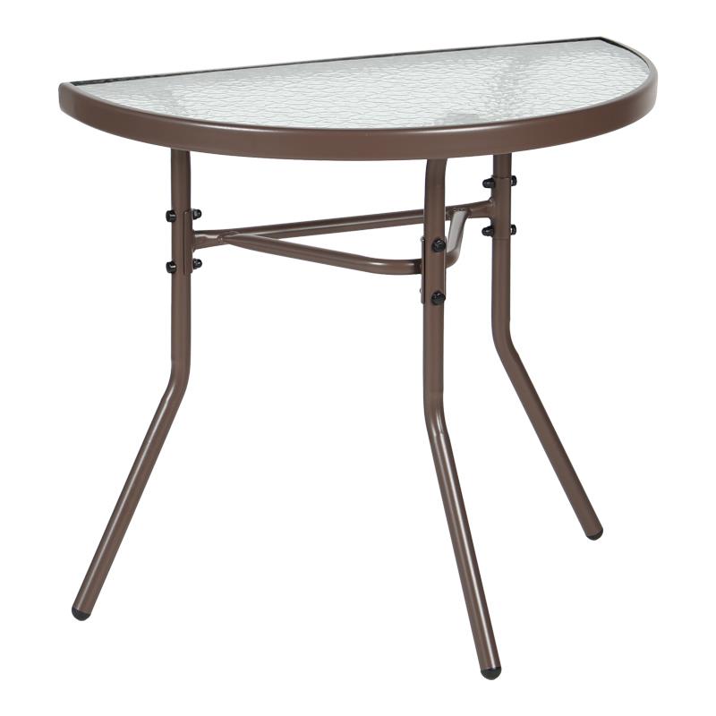 Τραπέζι ημικυκλικό Bion γυαλί-μέταλλο σε καφέ απόχρωση 70x40x65εκ