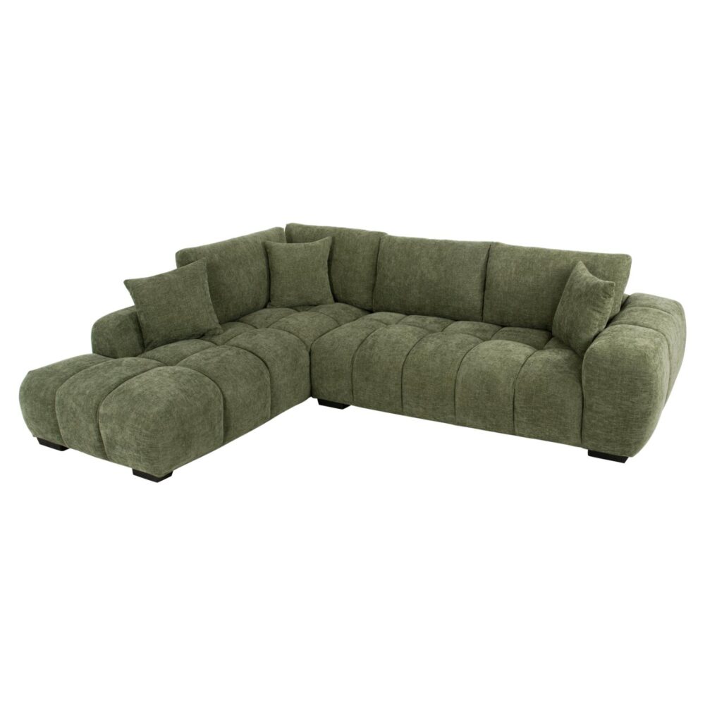 Γωνιακός Καναπές COVEN Αριστερή Γωνία με Πράσινο Ύφασμα 298x102-208x85Υεκ.