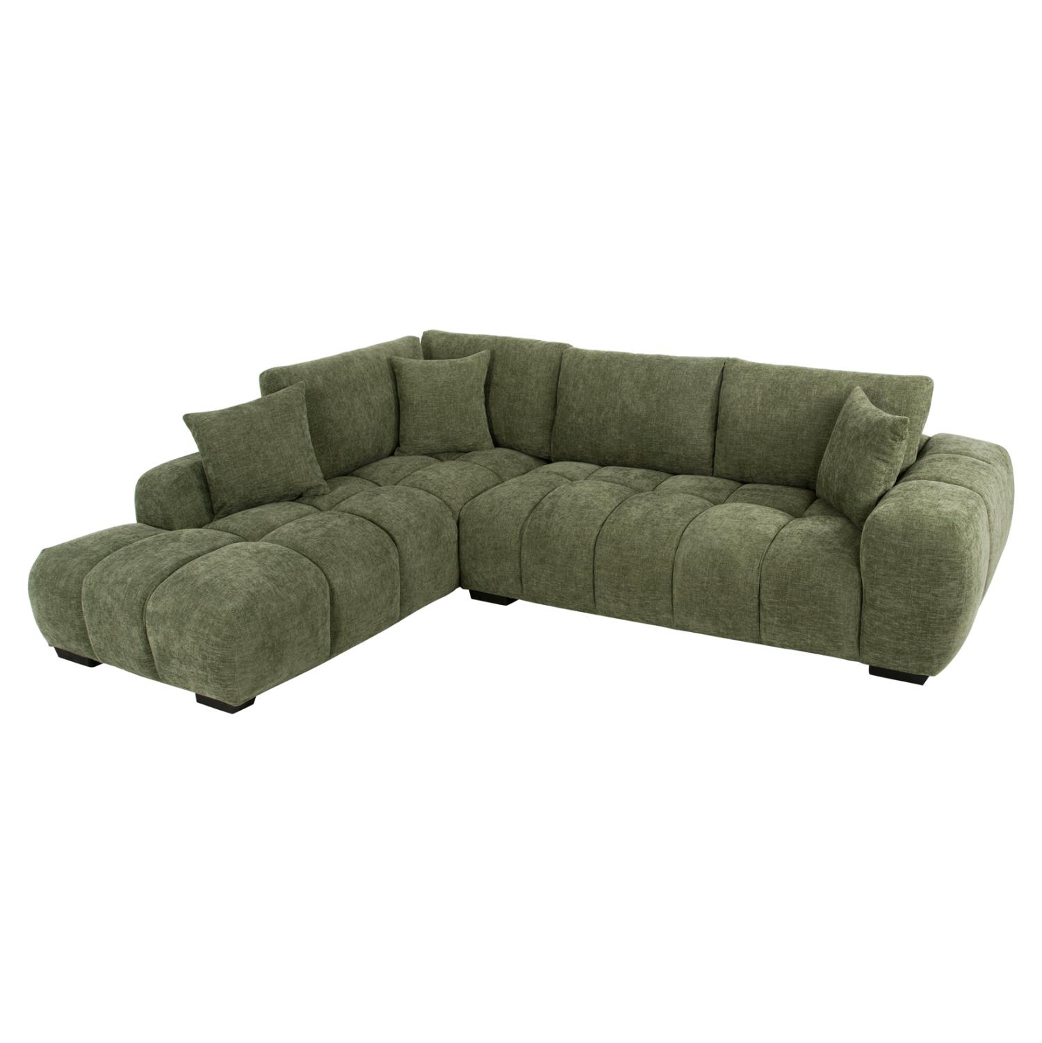 Γωνιακός Καναπές COVEN Αριστερή Γωνία με Πράσινο Ύφασμα 298x102-208x85Υεκ.