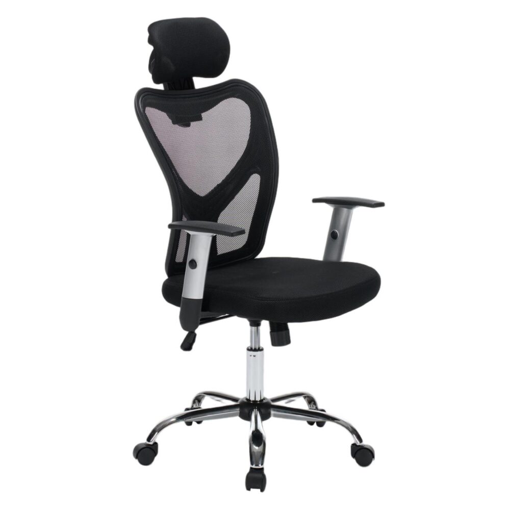 Καρέκλα Γραφείου CUORE με Μαύρο Μesh Ύφασμα και Μαύρο Σκελετό 63x61x125Υεκ