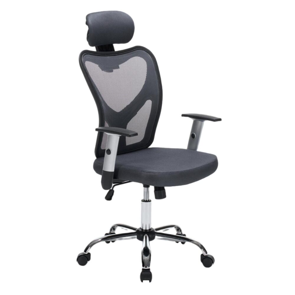 Καρέκλα Γραφείου CUORE με Γκρί Μesh Ύφασμα και Μαύρο Σκελετό 63x61x125Υεκ