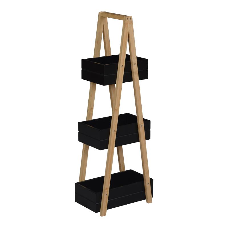 Ραφιέρα δαπέδου Tercy μπαμπού σε μαύρη-φυσική απόχρωση 30x18x80εκ