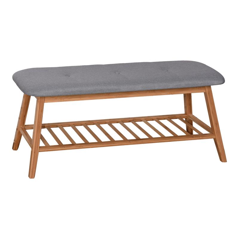 Παπουτσοθήκη-Σκαμπό Zerma 4 ζευγών μπαμπού-ύφασμα σε φυσική-γκρι απόχρωση 100x30.5x44εκ Παπουτσοθήκη-Σκαμπό Zerma 4 ζευγών μπαμπού-ύφασμα σε φυσική-γκρι απόχρωση 100x30.5x44εκ