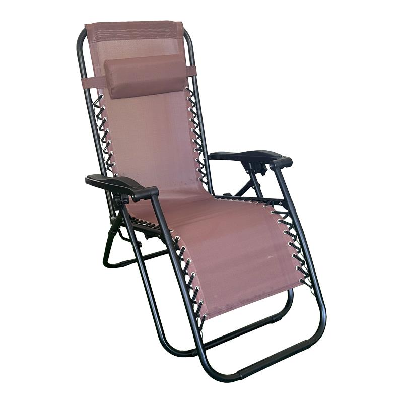 Καρέκλα Πολυθρόνα πτυσσόμενη Mirka textilene-μέταλλο σε καφέ-μαύρη απόχρωση 65x165x110εκ