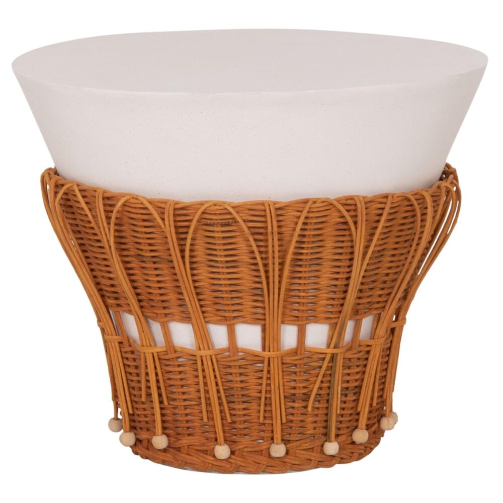 Τραπεζάκι Σαλονιού PERRAL C18164.02S Fiber Cement Λευκό - Φυσικό Rattan Φ42x36Υεκ. Τραπεζάκι Σαλονιού PERRAL C18164.02S Fiber Cement Λευκό - Φυσικό Rattan Φ42x36Υεκ.