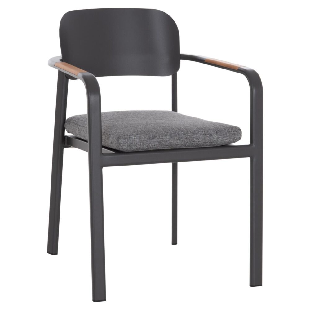 Καρέκλα Πολυθρόνα ELARA C6414.01 Γκρί Αλουμίνιο - Ύφασμα - Ξύλο Teak 56x62x78Υεκ.