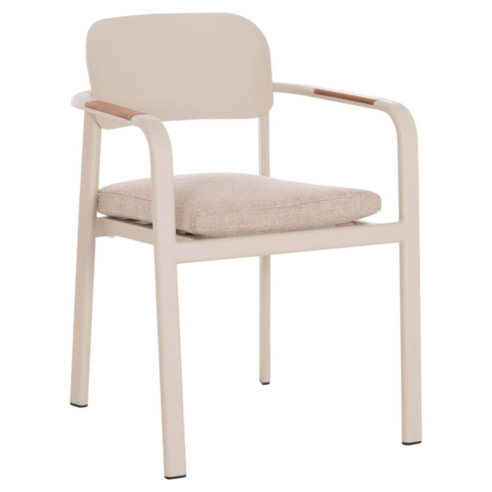 Καρέκλα Πολυθρόνα ELARA C6414.05 Μπέζ Αλουμίνιο - Ύφασμα - Ξύλο Teak 56x62x78Υεκ.