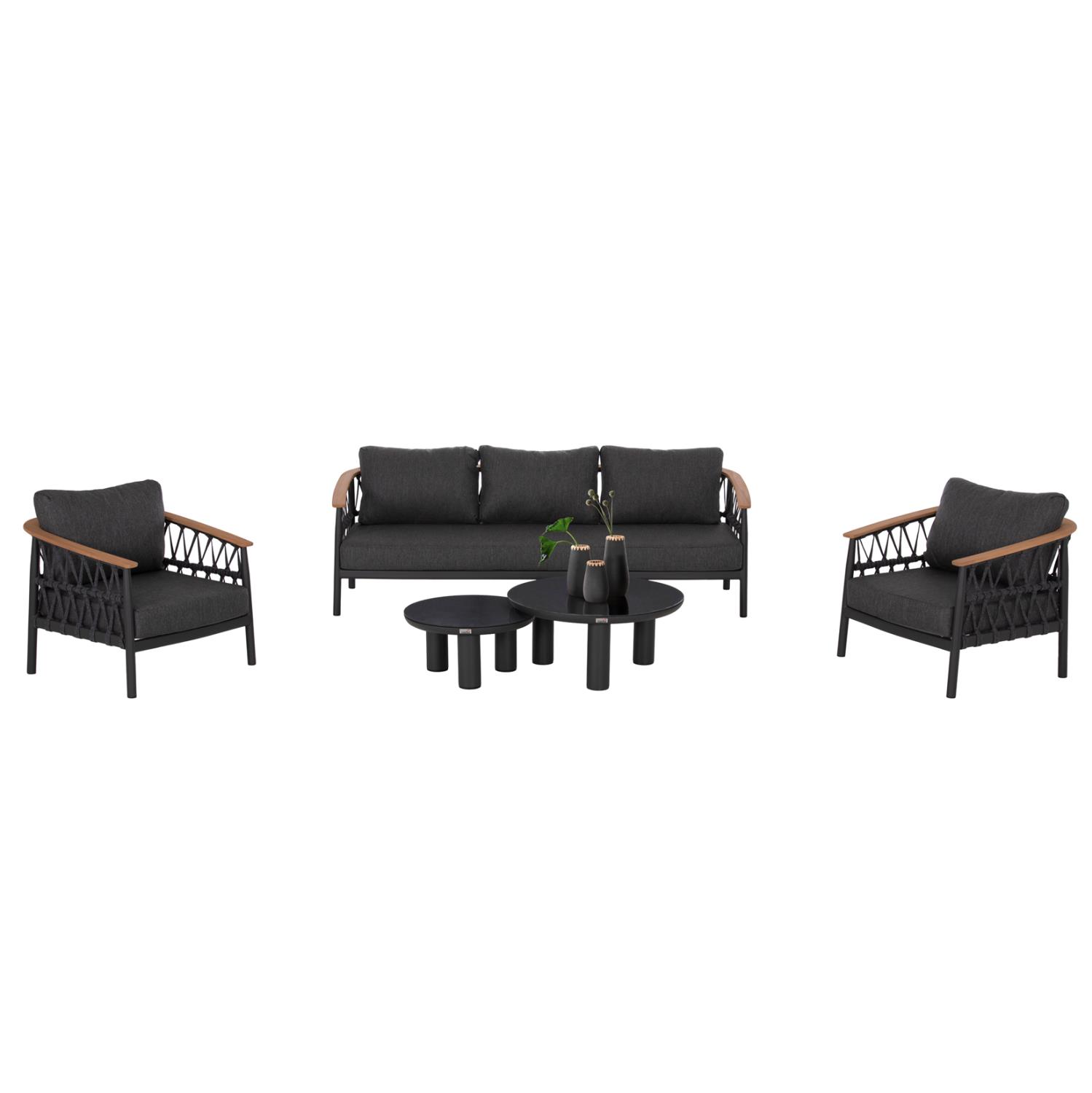 Σετ Σαλόνι Κήπου STREAM C6426.01 5τεμ. Ανθρακί Αλουμίνιο - Strap Σχοινί - Ύφασμα