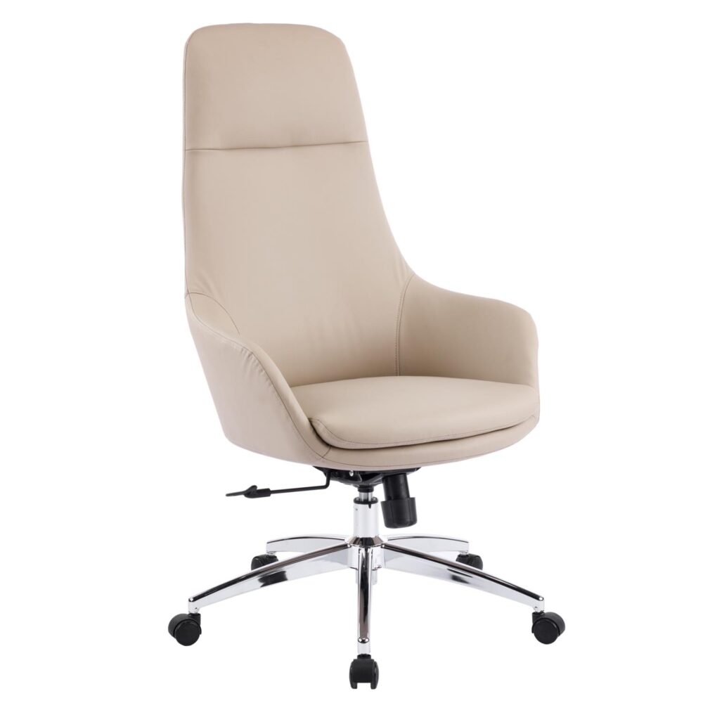 Καρέκλα Γραφείου BEKKER C18359.02 Μπέζ PU Δέρμα - Βάση Χρωμίου 67x67x126Υεκ.