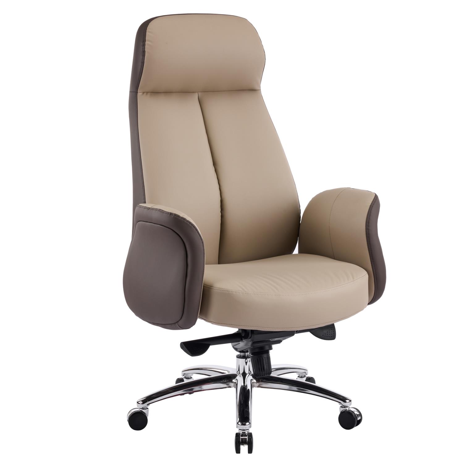 Καρέκλα Γραφείου DRAMON C18356.02 Μπέζ -Καφέ PU Δέρμα - Βάση Χρωμίου 66x70x132.5Υεκ.