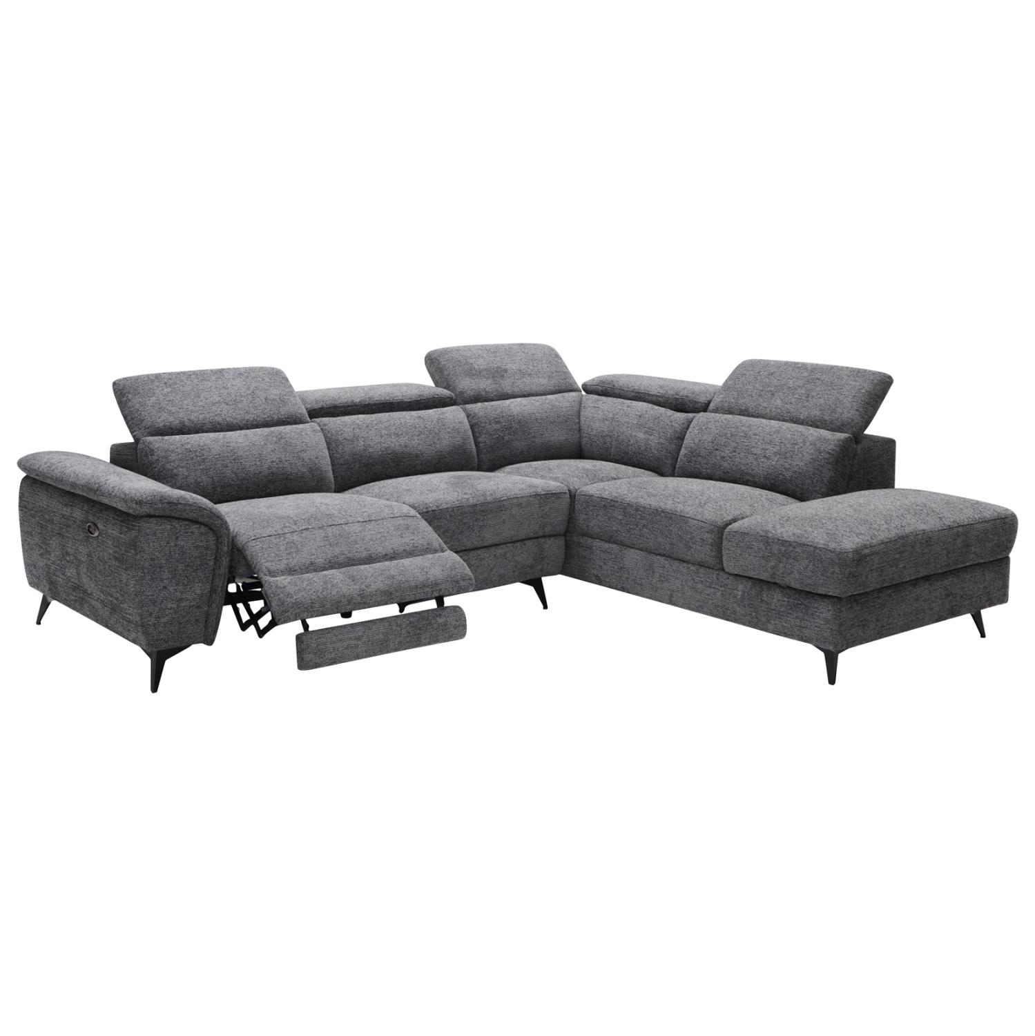 Γωνιακός Καναπές RESTRO Δεξιά γωνία με Ανακλίσεις και Αποθ. χώρο σε Γκρί ύφασμα 284x224x76Υεκ.