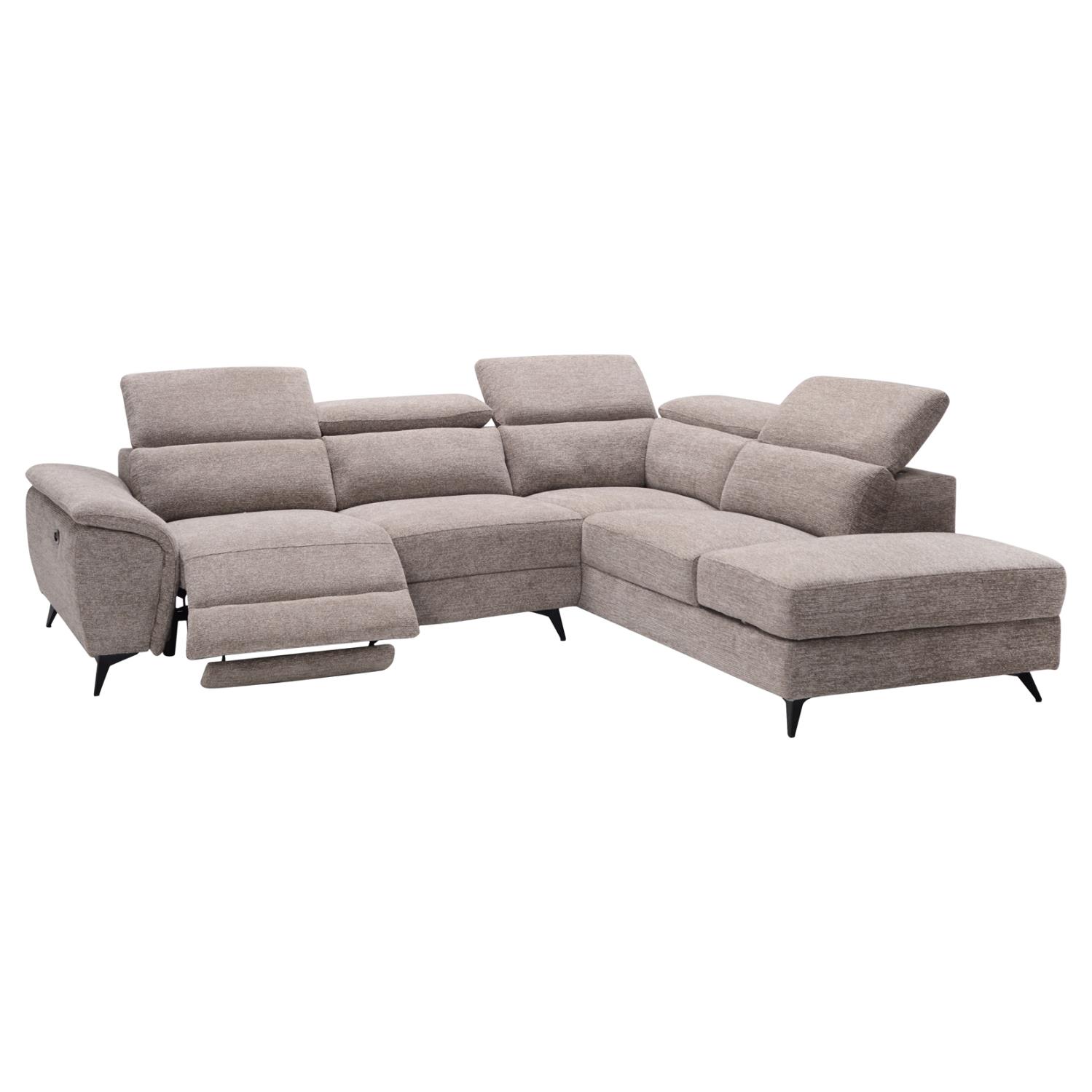 Γωνιακός Καναπές RESTRO Δεξιά γωνία με Ανακλίσεις και Αποθ. χώρο σε Μπεζ ύφασμα 284x224x76Υεκ.