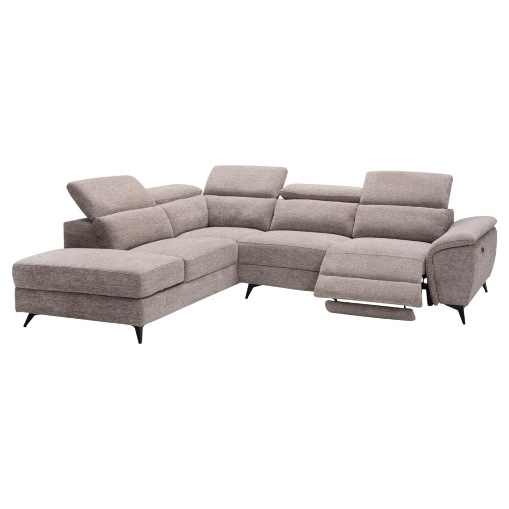 Γωνιακός Καναπές RESTRO Αριστερή γωνία με Ανακλίσεις σε Μπεζ ύφασμα 284x224x76Υεκ.