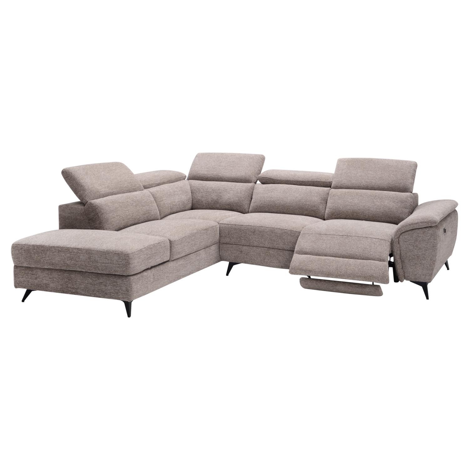 Γωνιακός Καναπές RESTRO Αριστερή γωνία με Ανακλίσεις σε Μπεζ ύφασμα 284x224x76Υεκ.