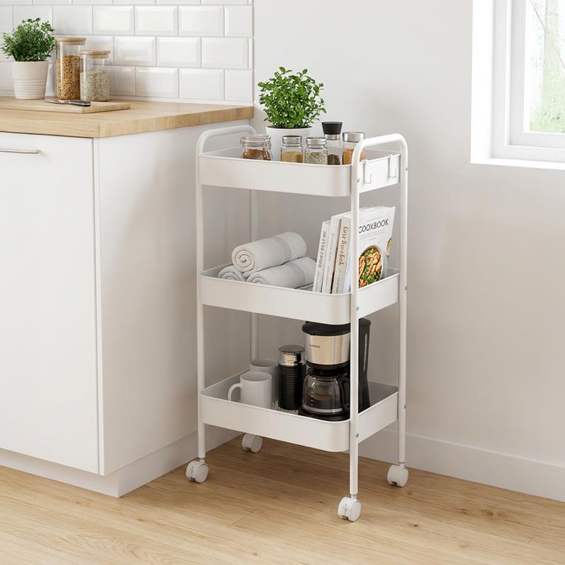 Τρόλλεϊ-ραφιέρα Nedea μέταλλο λευκό 41x30x77εκ Τρόλλεϊ-ραφιέρα Nedea μέταλλο λευκό 41x30x77εκ