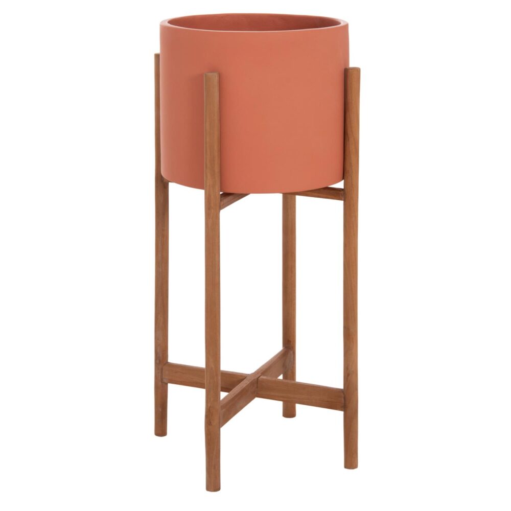 Γλάστρα Εσωτερικού χώρου RENTIL C4684.08S Fiber Cement σε Τερακότα - Βάση Ξύλο Teak Φ25x55ΥΕΚ. Γλάστρα Εσωτερικού χώρου RENTIL C4684.08S Fiber Cement σε Τερακότα - Βάση Ξύλο Teak Φ25x55ΥΕΚ.