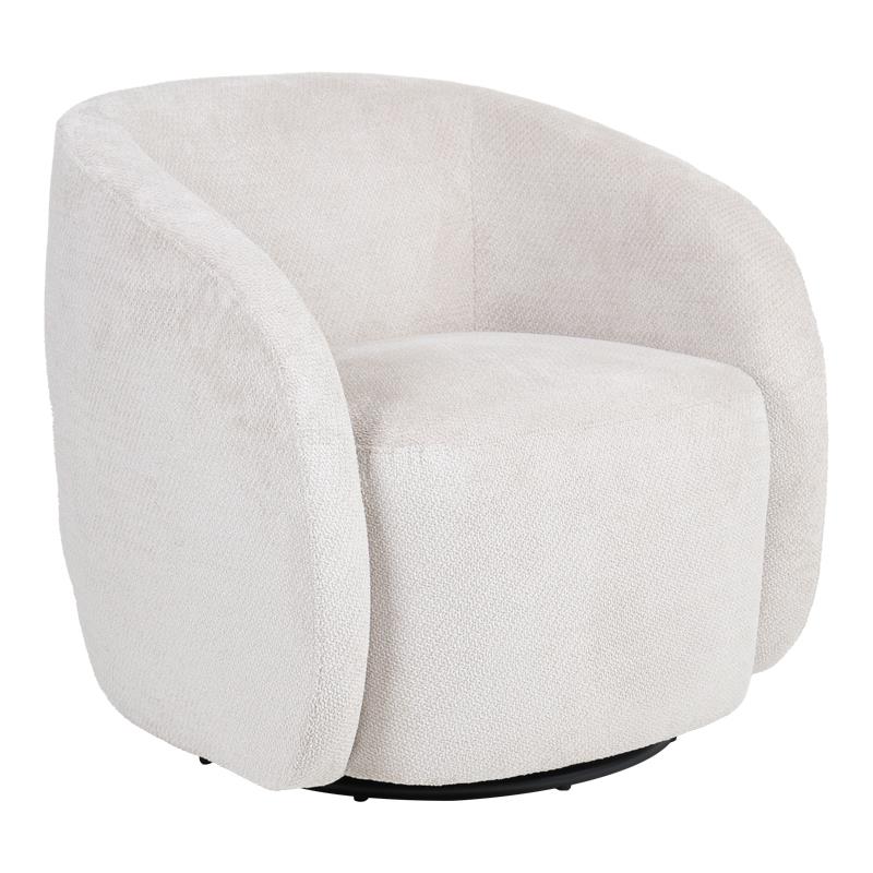 Πολυθρόνα Barrelo περιστρεφόμενη με κρεμ ύφασμα 77x72x69εκ