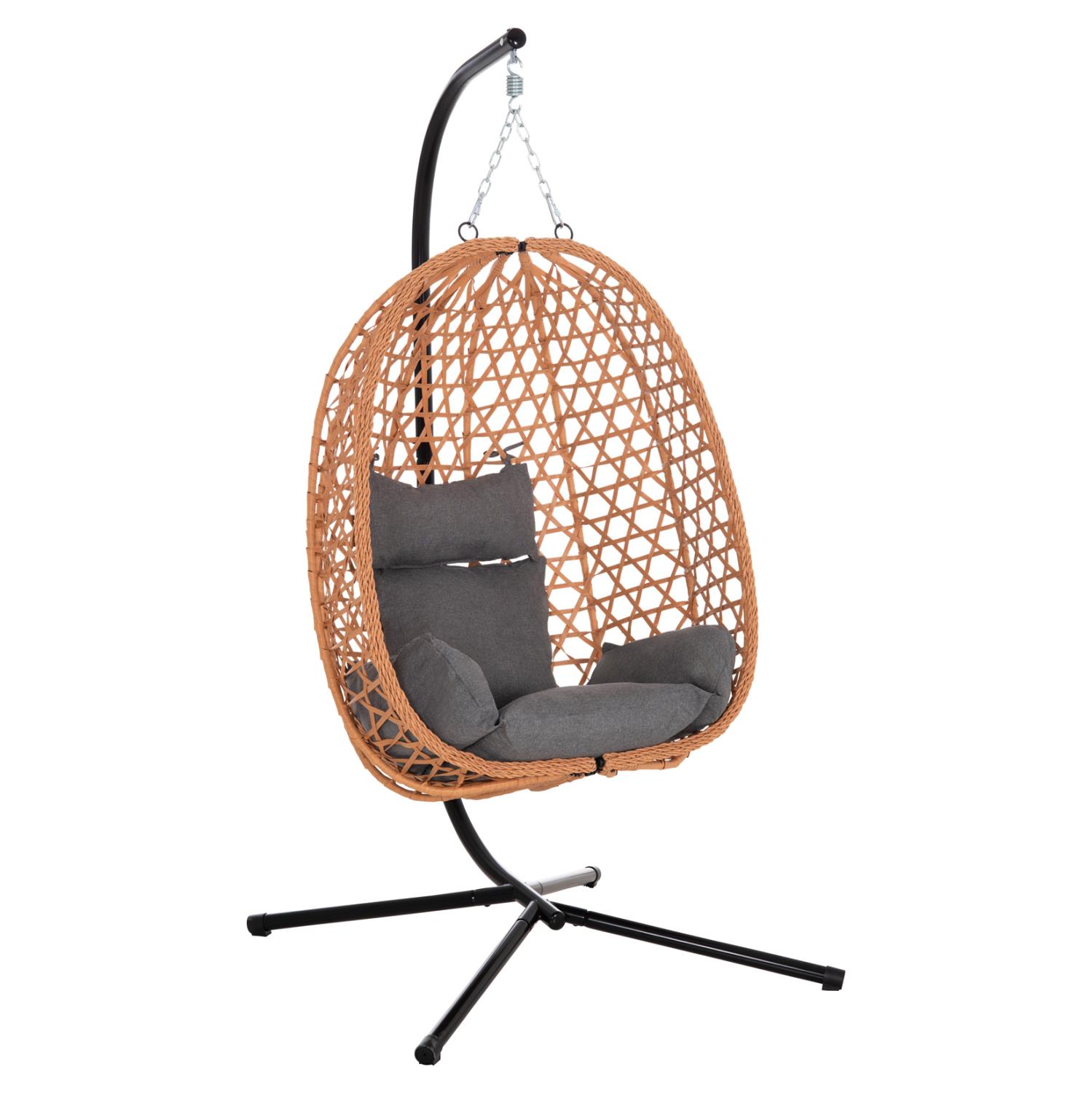 Κούνια - Κρεμαστή Φωλιά NESTA C6468.05 Μαύρο Μέταλλο - Καφέ P.E.Rattan 100x100x190Υεκ.