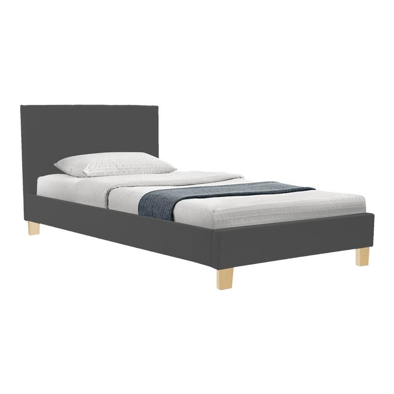 Επενδυμένο κρεβάτι Nevil Μονό ύφασμα ανθρακί με ξύλινο πόδι σε φυσική απόχρωση 100x200εκ Επενδυμένο κρεβάτι Nevil Μονό ύφασμα ανθρακί με ξύλινο πόδι σε φυσική απόχρωση 100x200εκ