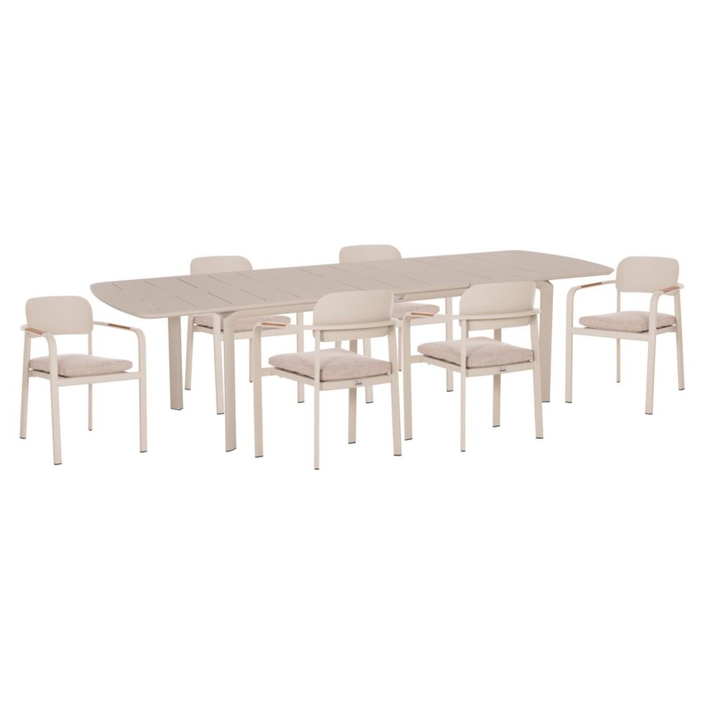 Σετ Τραπεζαρία κήπου ELARA C10726.05 6θέσεων Μπέζ Αλουμίνιο - Επεκτεινόμενο Τραπέζι