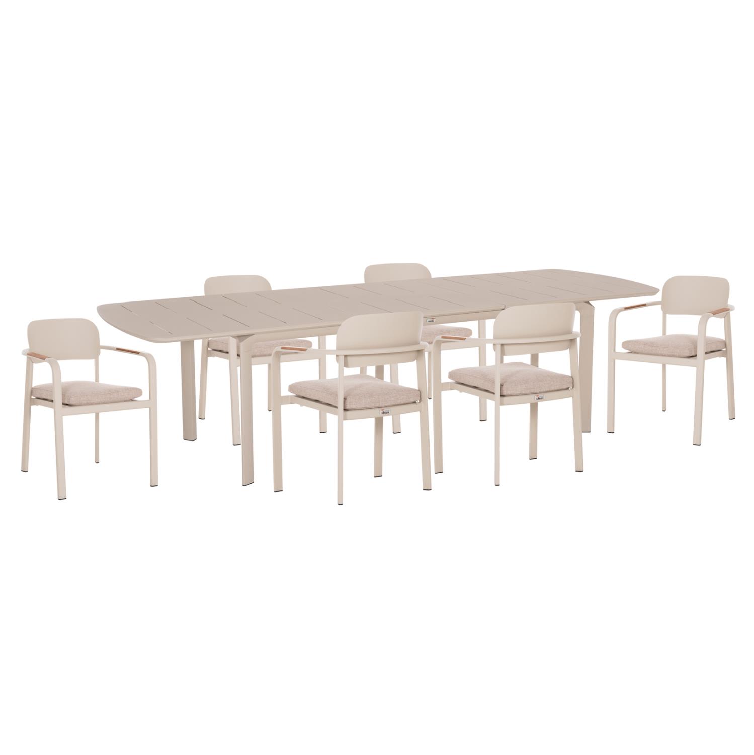 Σετ Τραπεζαρία κήπου ELARA C10726.05 6θέσεων Μπέζ Αλουμίνιο - Επεκτεινόμενο Τραπέζι