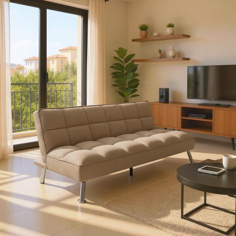 Καναπές - Κρεβάτι Rebel 3θέσιος Ύφασμα Μπέζ - Καφέ 189x92x82 εκ.