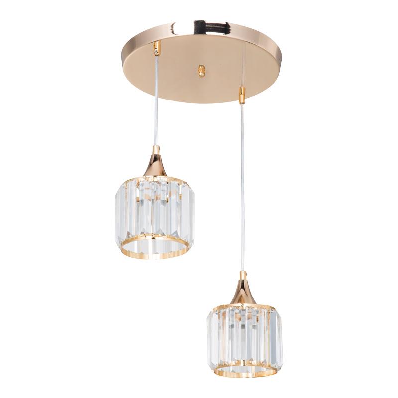 Φωτιστικό οροφής δίφωτο PWL-1025 Ε27 χρυσό-γυαλί Φ30x70εκ