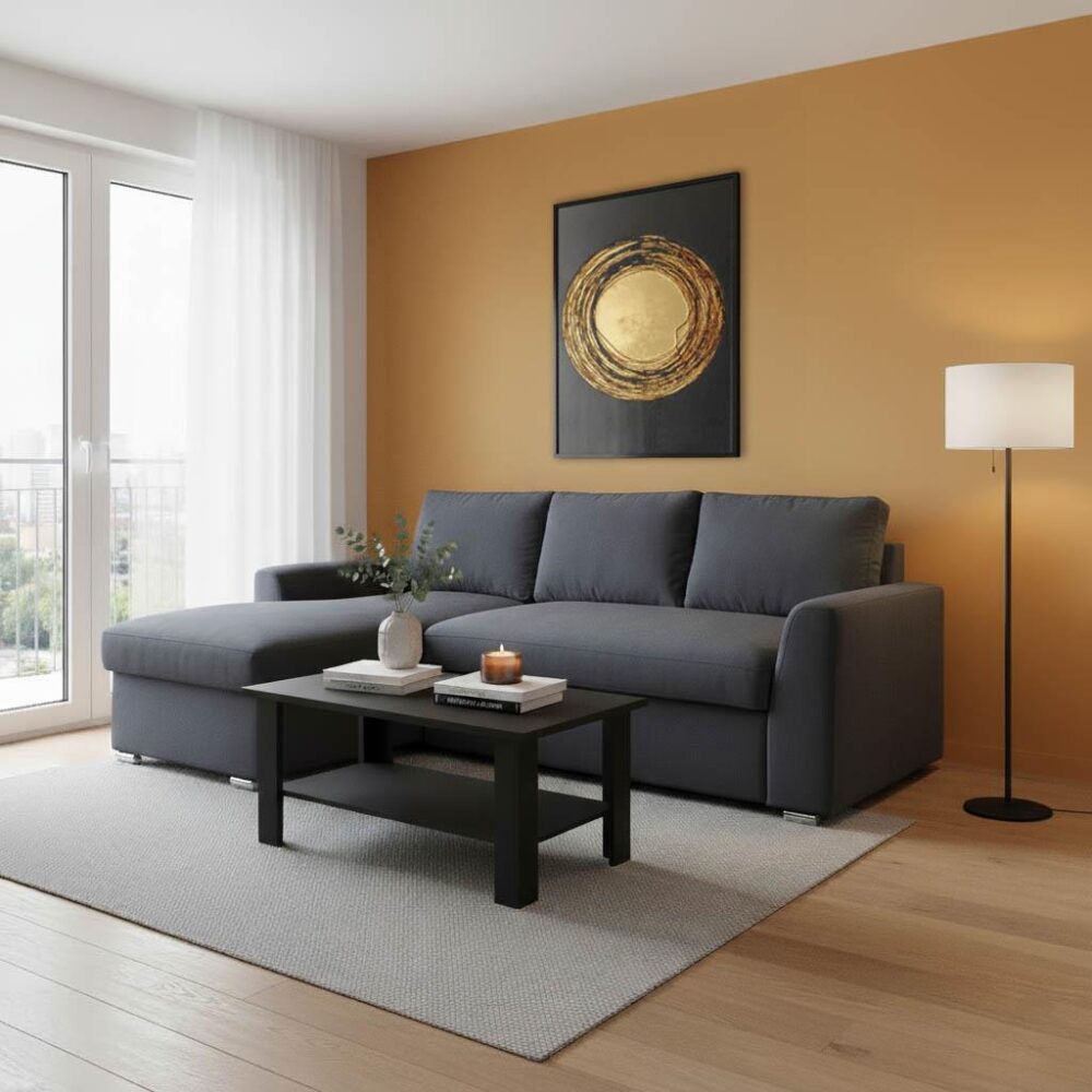 Γωνιακός καναπές-κρεβάτι δεξιά γωνία Belle ανθρακί 236x164x88εκ