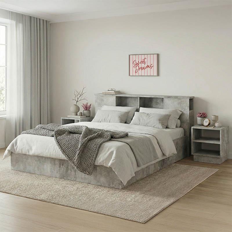 Κρεβάτι διπλό OLYMPUS σε χρώμα antique ανθρακί 160x200εκ