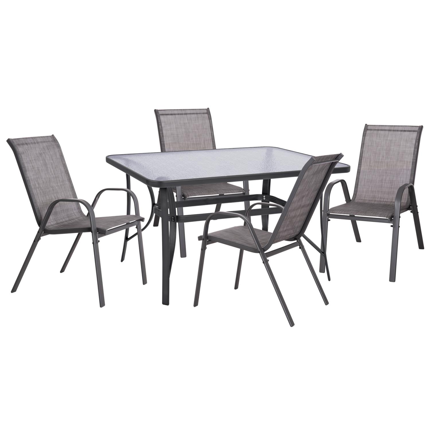 Σετ κήπου Τραπεζαρίας C5200.01 5τεμ Μεταλλικό Γκρί με Τραπέζι 150x90x72 εκ. & 4 Καρέκλες