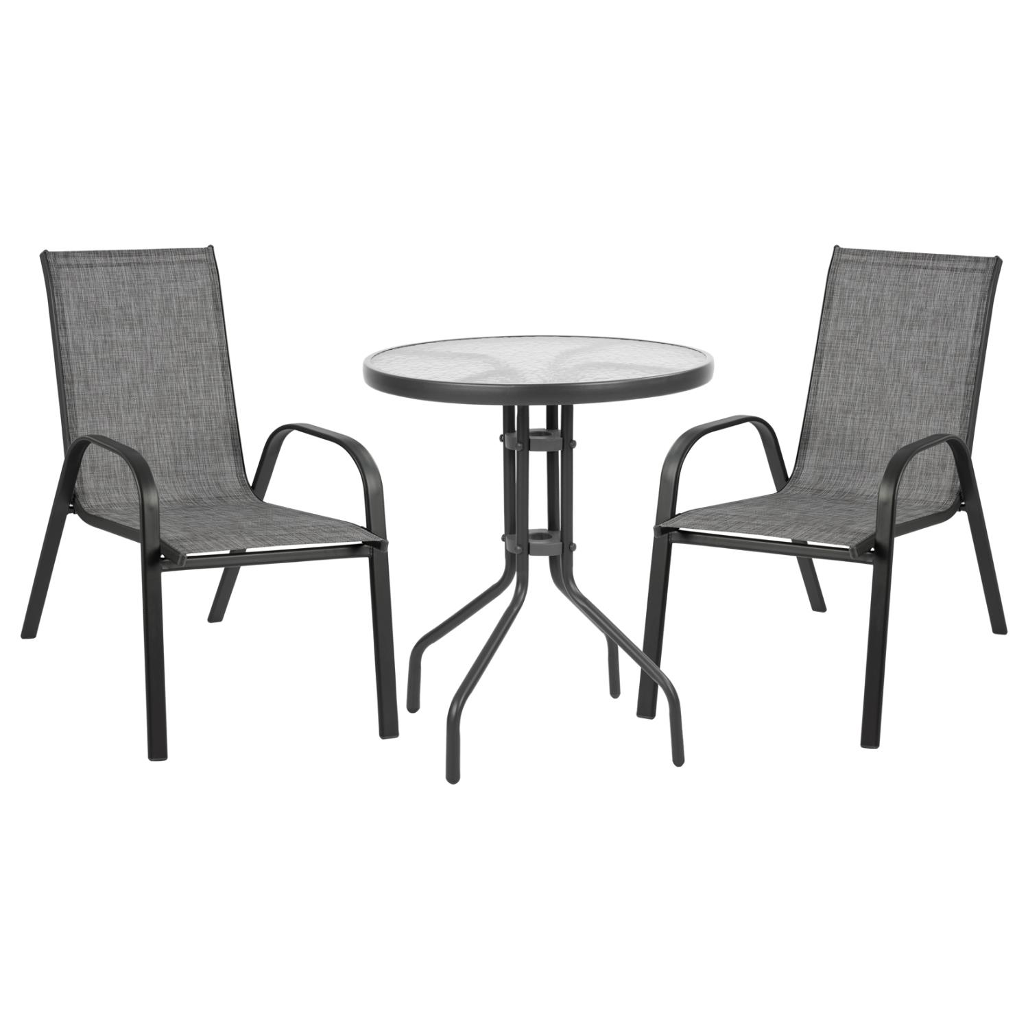 Σετ Κήπου Τραπεζαρία C5181.01 3τεμ Γκρί με Τραπέζι 60x60x72 εκ. & 2 Καρέκλες