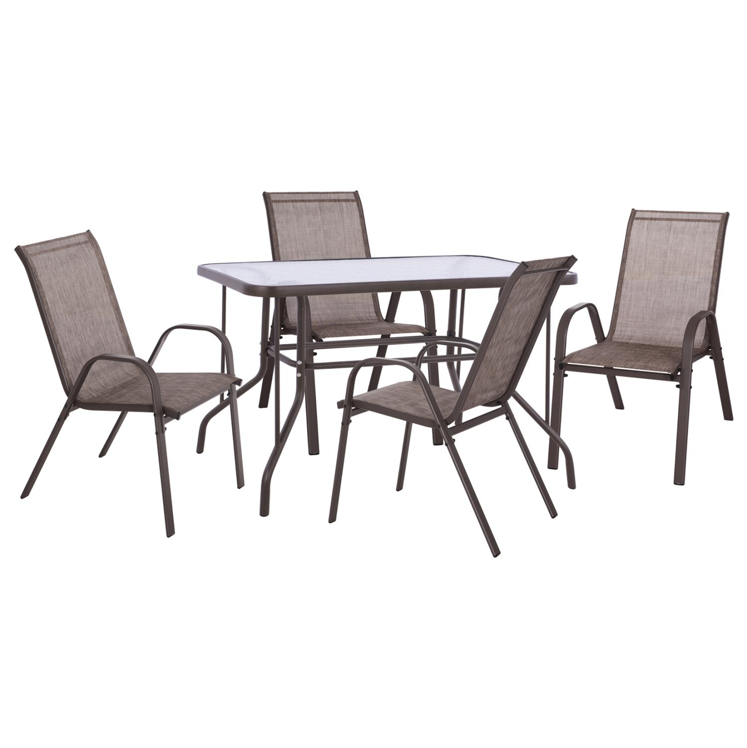 Σετ κήπου Τραπεζαρία C5193.02 5τεμ Καφέ με Τραπέζι 110x60x71 εκ. & 4 Καρέκλες