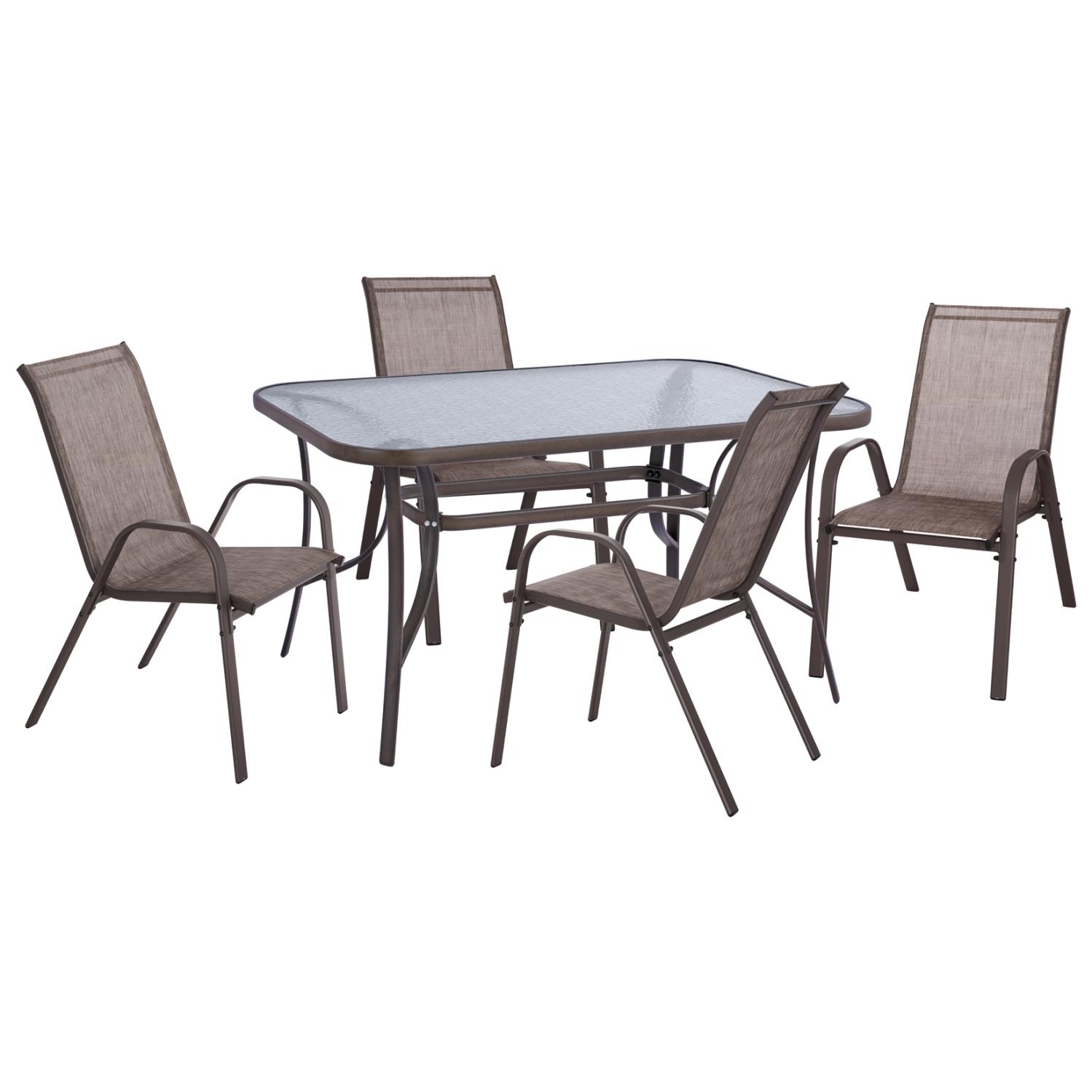 Σετ κήπου Τραπεζαρία C5200.02 5τεμ Καφέ με Τραπέζι 140x80x72 εκ. & 4 Καρέκλες