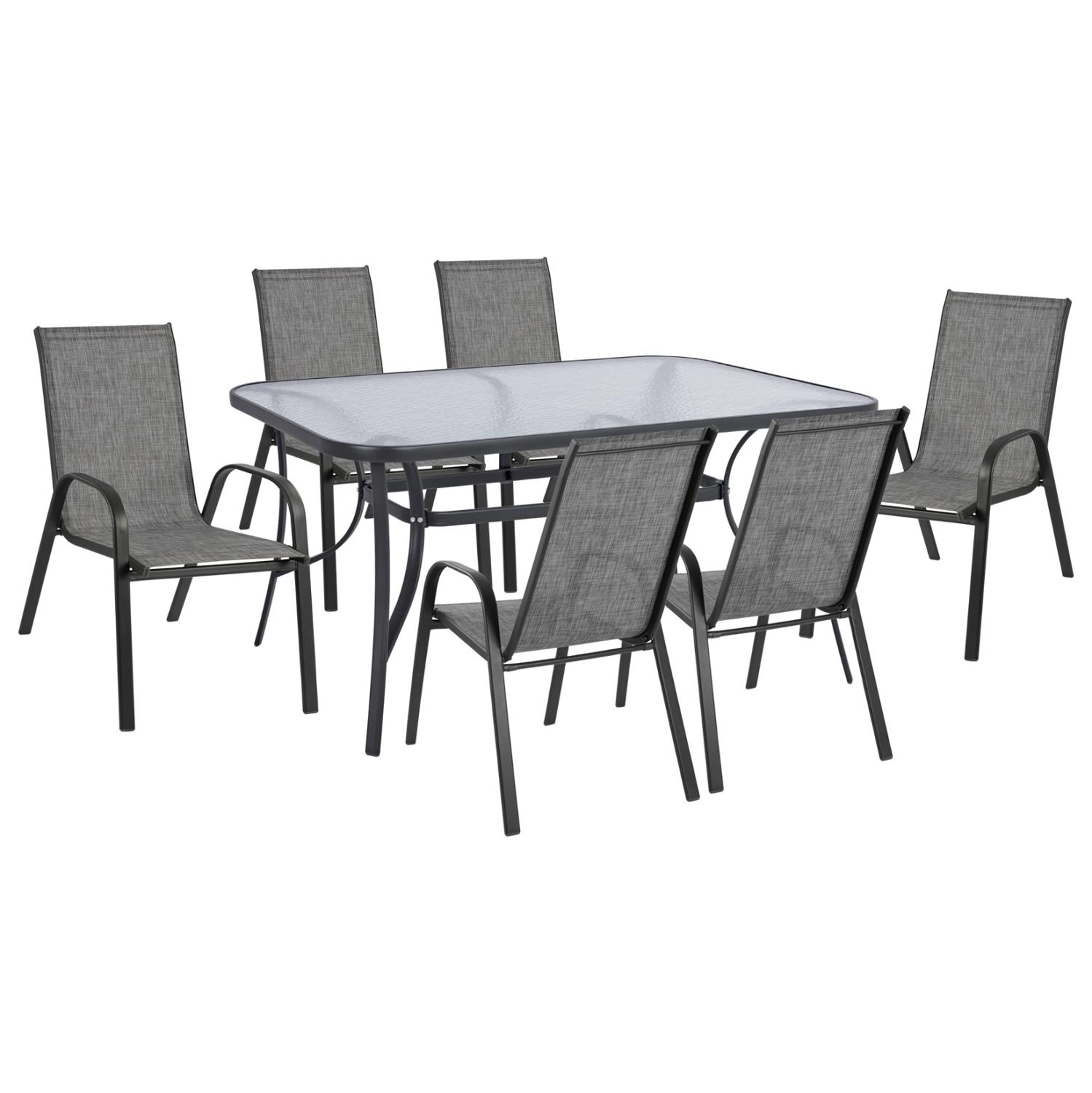 Σετ Κήπου Τραπεζαρία C5119.01 7τεμ Γκρί με Τραπέζι 150x90x71 εκ. & 6 Καρέκλες