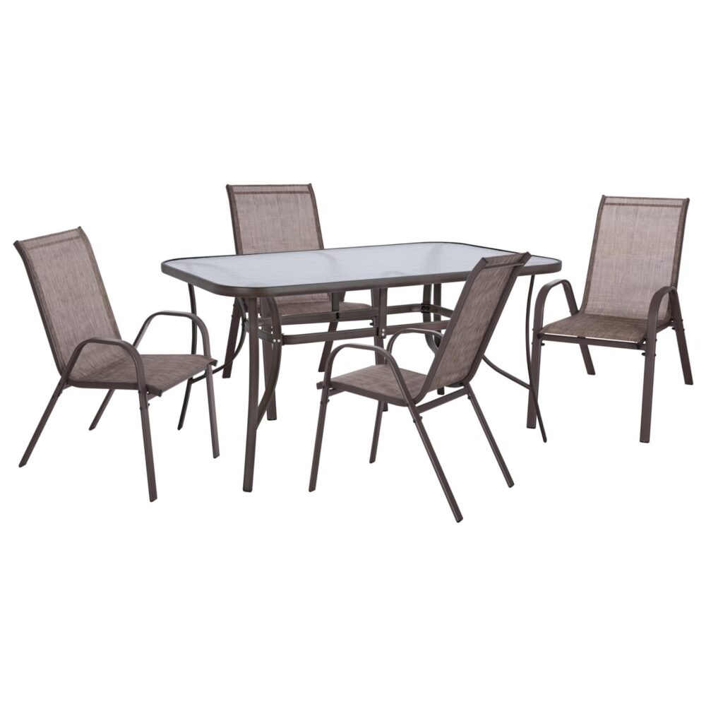 Σετ κήπου Τραπεζαρία C5201 5τεμ Μεταλλικό Καφέ με Τραπέζι 150x90x72 εκ. & 4 Καρέκλες